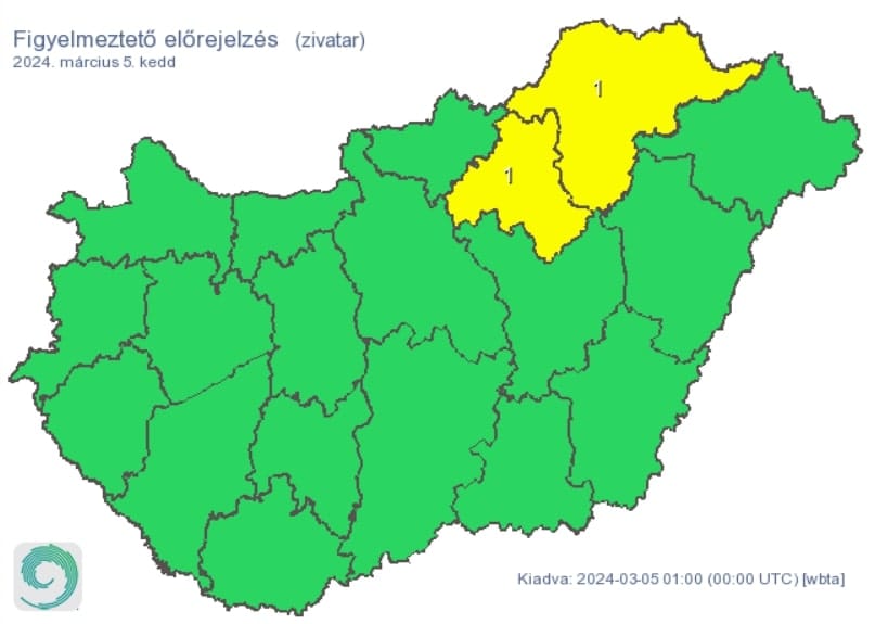 Napos időnk lesz, de két megyére figyelmeztetést adtak ki zivatarok miatt