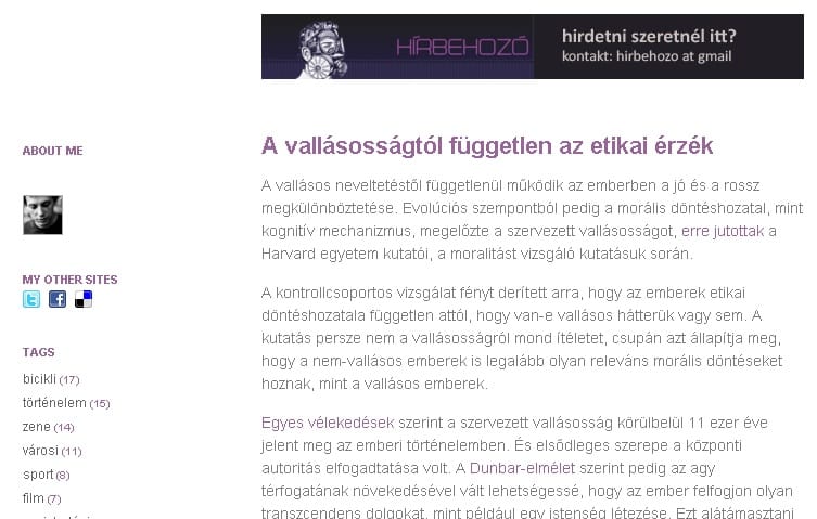 A vallásosságtól független az etikai érzék