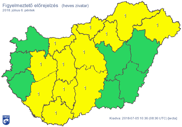 Az Alföld kivételével bárhol leszakadhat pénteken az ég
