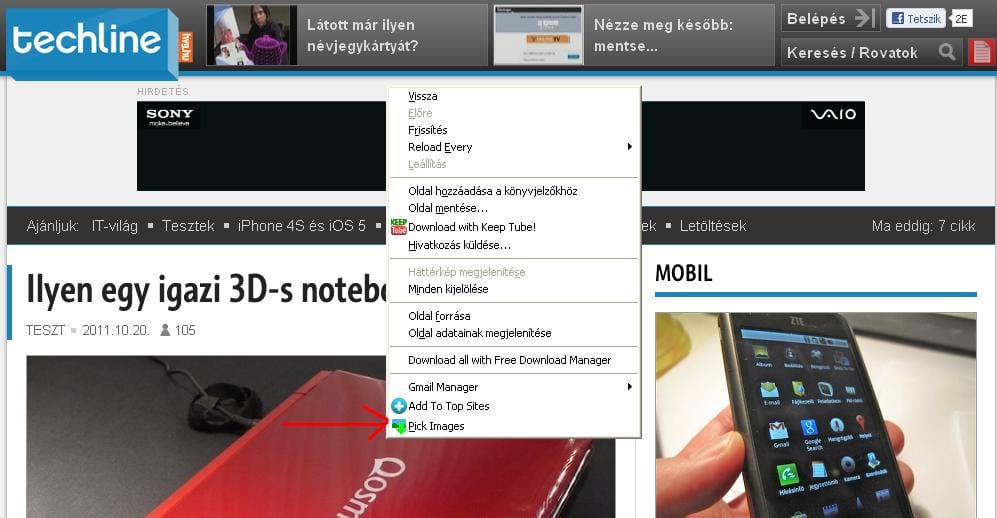Töltse le a lehető legegyszerűbben egy weboldal képeit!