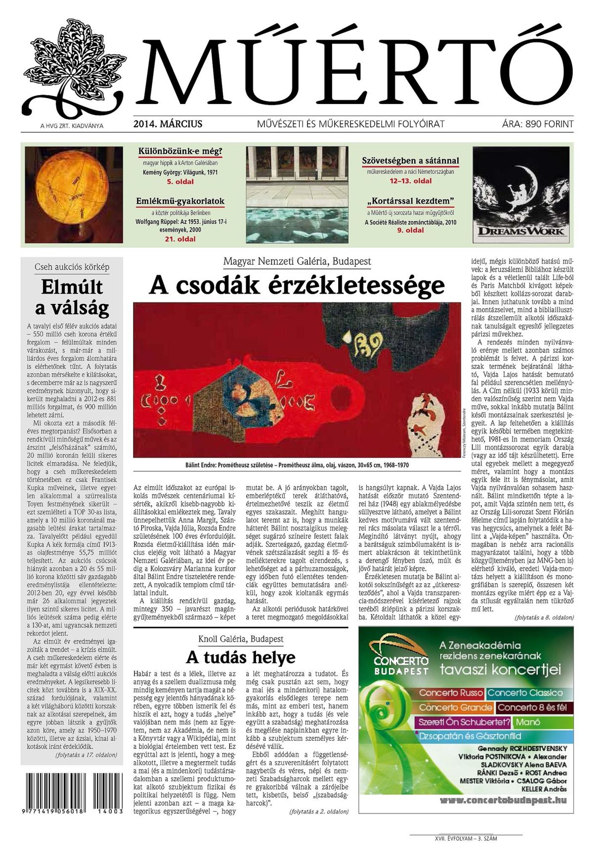 Megjelent a Műértő márciusi lapszáma