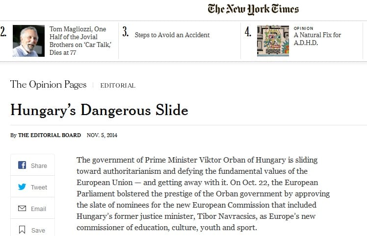 Keményen nekiment az Orbán-kormánynak a New York Times