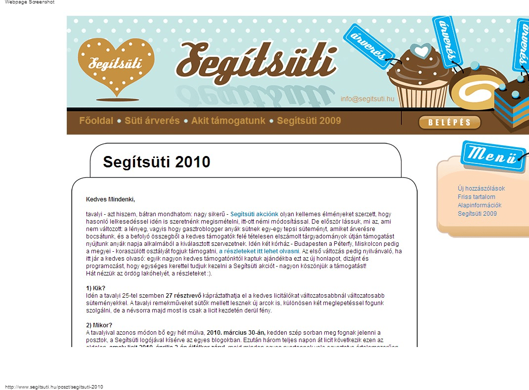 Bloggersütemény - újra elindult a Segítsüti akció