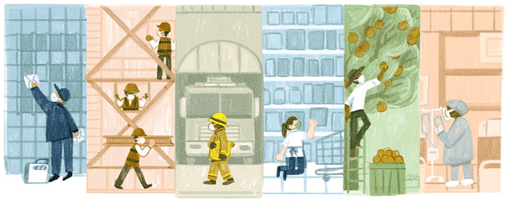 A munka ünnepe: a maszkban dolgozó munkás ma a sztár a Google kereső főoldalán