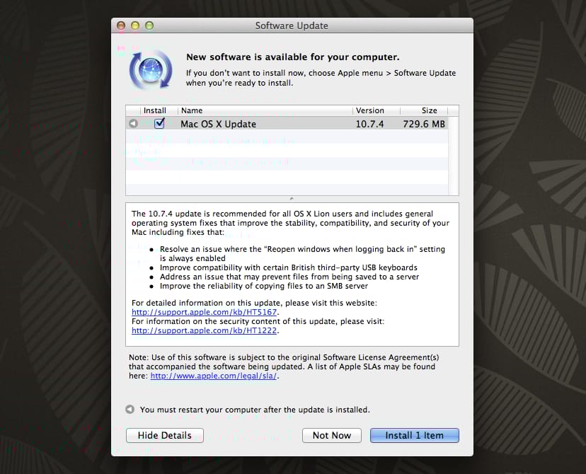 Megérkezett az OS X 10.7.4-es frissítése és a Safari 5.1.7 is!