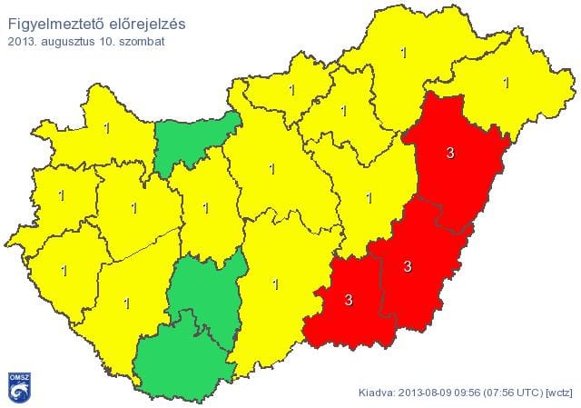 Térkép: itt marad szombaton is a meleg