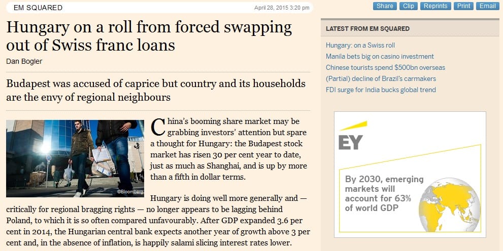 Megdicsérte a magyar gazdaság teljesítményét a Financial Times