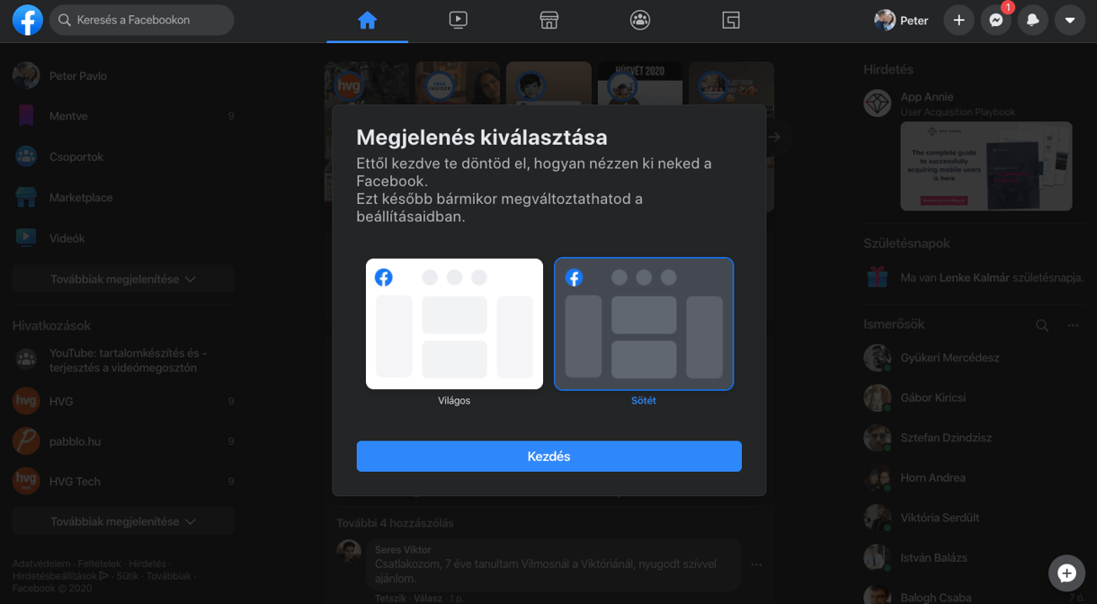 Itt tudja átkapcsolni a Facebookját az új kinézetre
