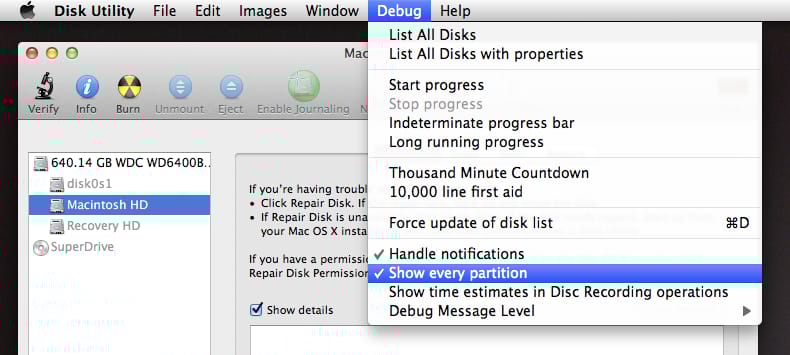OS X Lion tipp: rejtett partíciók megtekintése