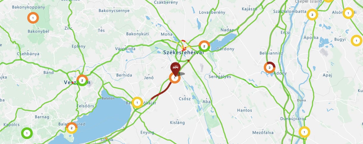Több kilométeres torlódás alakult ki az M7-esen Polgárdinál