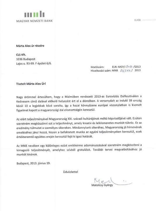 Matolcsy kitüntette ByeAlexet