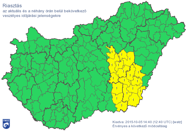 Felhőszakadás miatt adtak ki riasztást - térkép