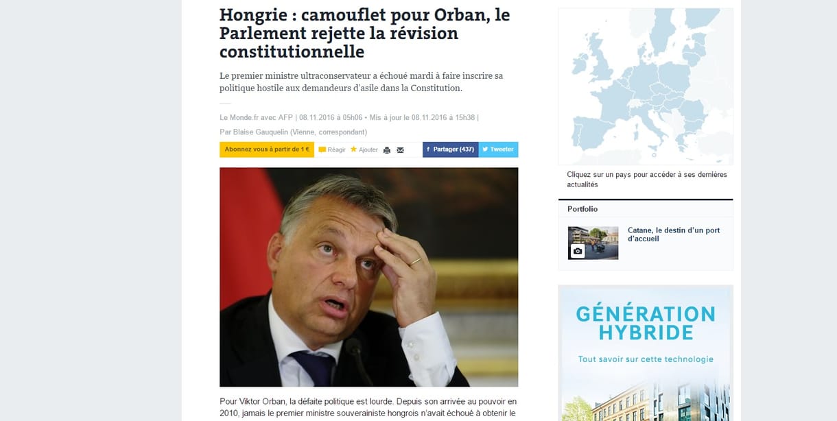 Le Monde: Orbán súlyos vereséget szenvedett