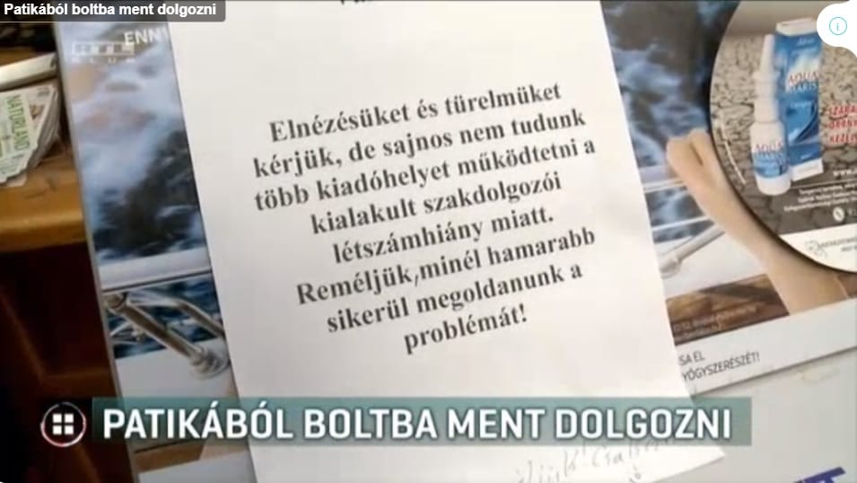 Cetlin kérnek elnézést egy patikában a létszámhiány miatt