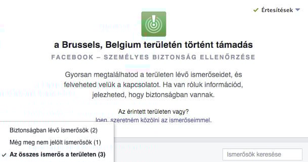A brüsszeli terrortámadások miatt bekapcsolta a biztonságot ellenőrző funkcióját a Facebook