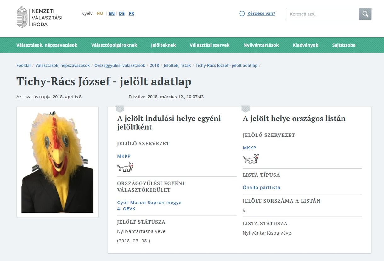A kétfarkúak csirkefejű soproni jelöltjét mutatja be az Euronews