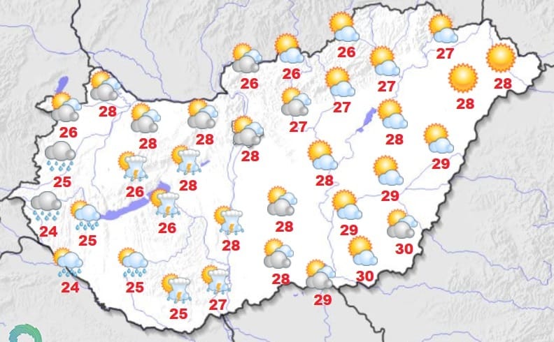 Napközben néhol 30 fok is lehet, aztán jönnek a zivatarok