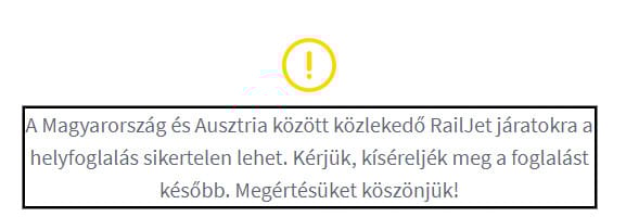 Akadozik a jegyvásárlás a hétfőtől már csak Bécsig közlekedő, az osztrákok által büntetett Railjetre