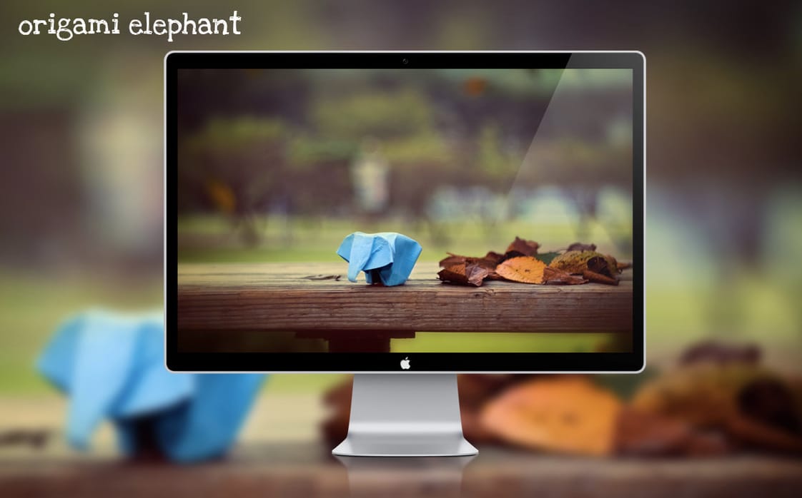 Origami elephant: őszi háttérkép, papír elefánttal