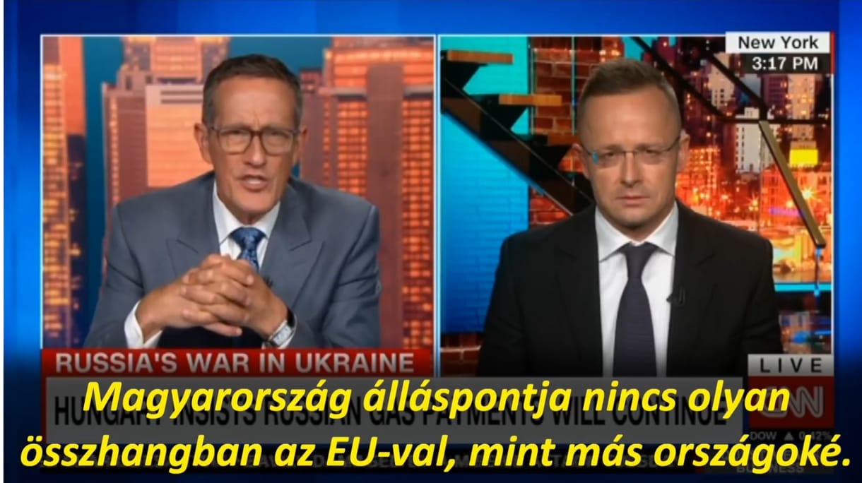 Szijjártó a CNN-en: Az ország orosz gázellátása nem filozófiai, ideológiai vagy politikai, hanem fizikai kérdés