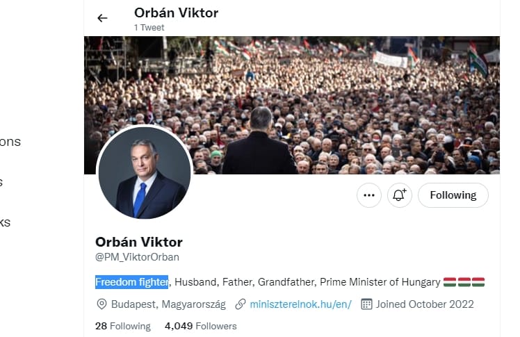 A „szabadságharcos” Orbán Viktort már a Twitteren is lehet követni