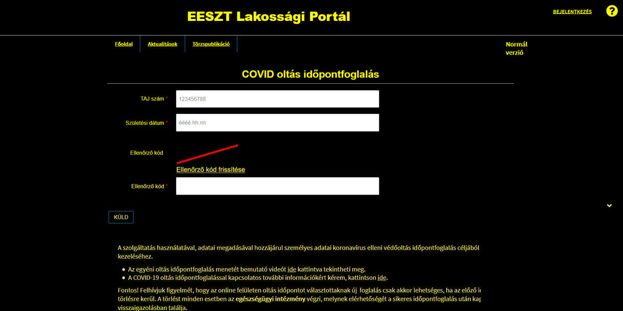 Hibás a Covid-oltás regisztrációs felületének gyengénlátó verziója