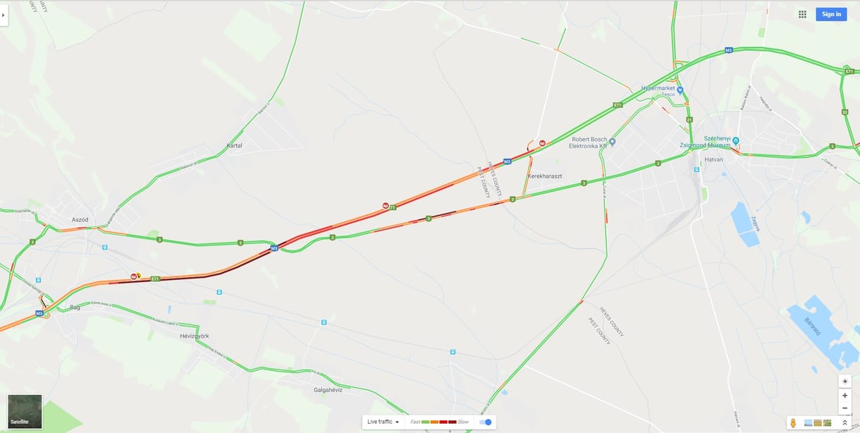 Négyes karambol történt, nagy a dugó az M3-ason
