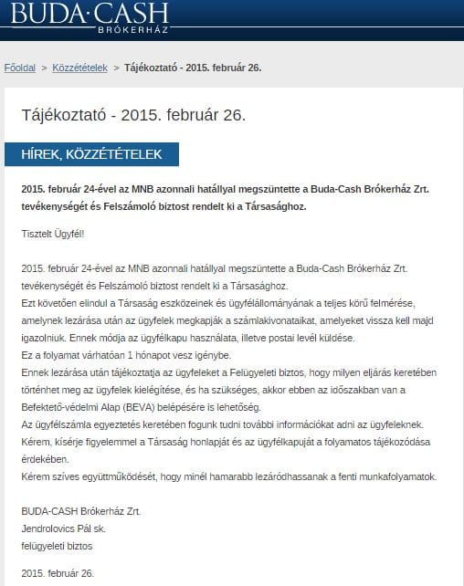 Apró elírás? Felszámolóbiztos a Buda-Cashnél?