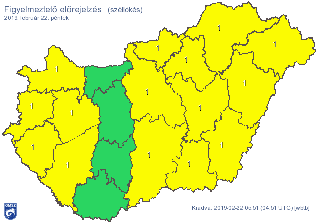Sárgállik az ország, erős szél miatt adtak ki figyelmeztetést