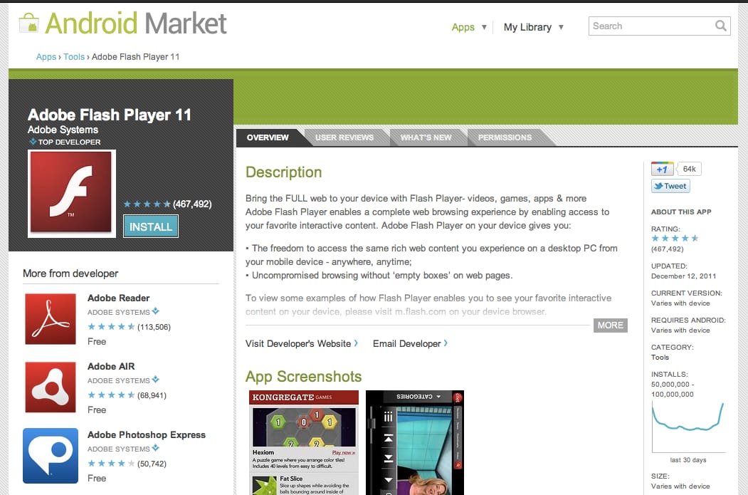 Adobe Flash 11.1 Android 4.0-ra