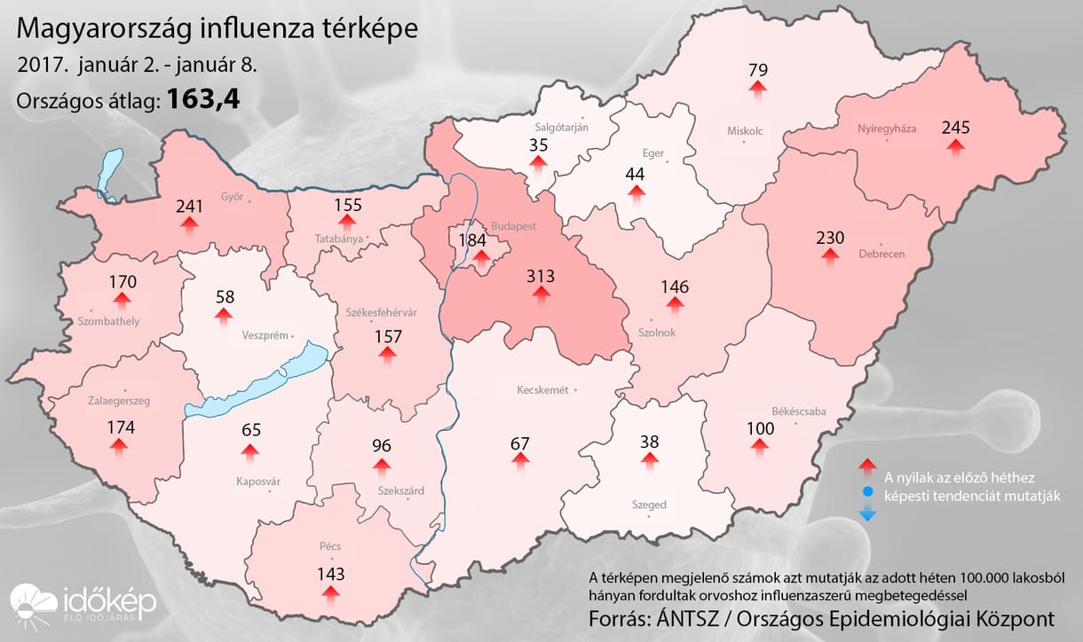 Melyik megyében támad az influenza? Térképre vitték az adatokat
