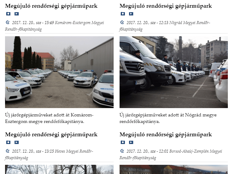 A hírek színes választékával várja Önt a rendőrség honlapja! - újrahasznosított járműátadás?
