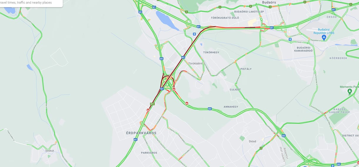 Öt autó karambolozott Érdnél az M7-esen, nagy a torlódás