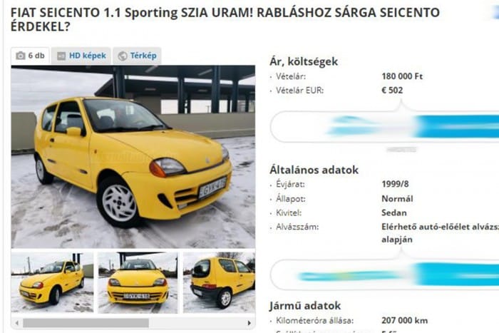 Felismerte a debreceni ékszerrablók sztorijában rejlő lehetőséget egy használt autó hirdetője