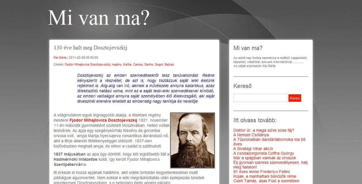 130 éve halt meg Dosztojevszkij 