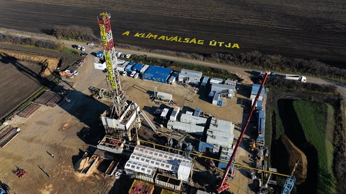 A nyékpusztai gázmezőn akciózott a Greenpeace