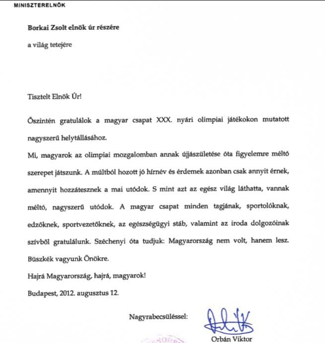 Fotó: így üzent Orbán az olimpikonoknak