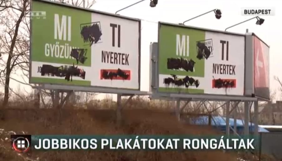 Máris megrongálták a Jobbik választási plakátjait