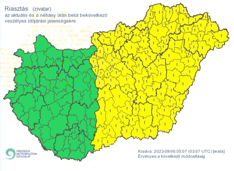 A fél országra figyelmeztetést adott ki az Országos Meteorológiai Szolgálat