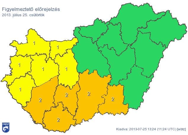 Narancssárgába borul holnap az ország