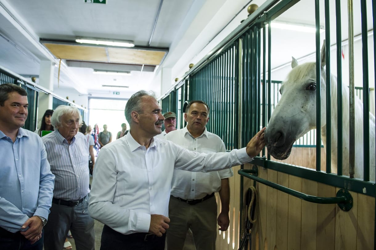 Nagy István lovakat simogatott, majd megdicsérte Mészáros Lőrinc stadionját Szilvásváradon