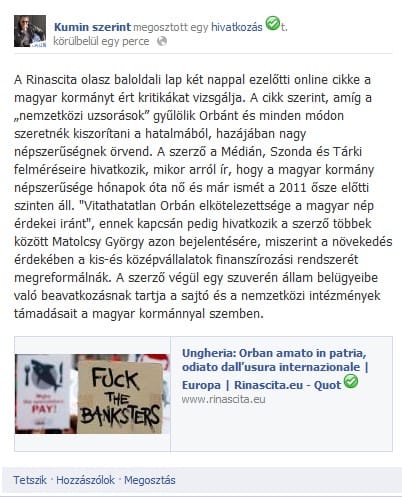 Egy náci-maoista lap támogatásával büszkélkedett a kormány embere