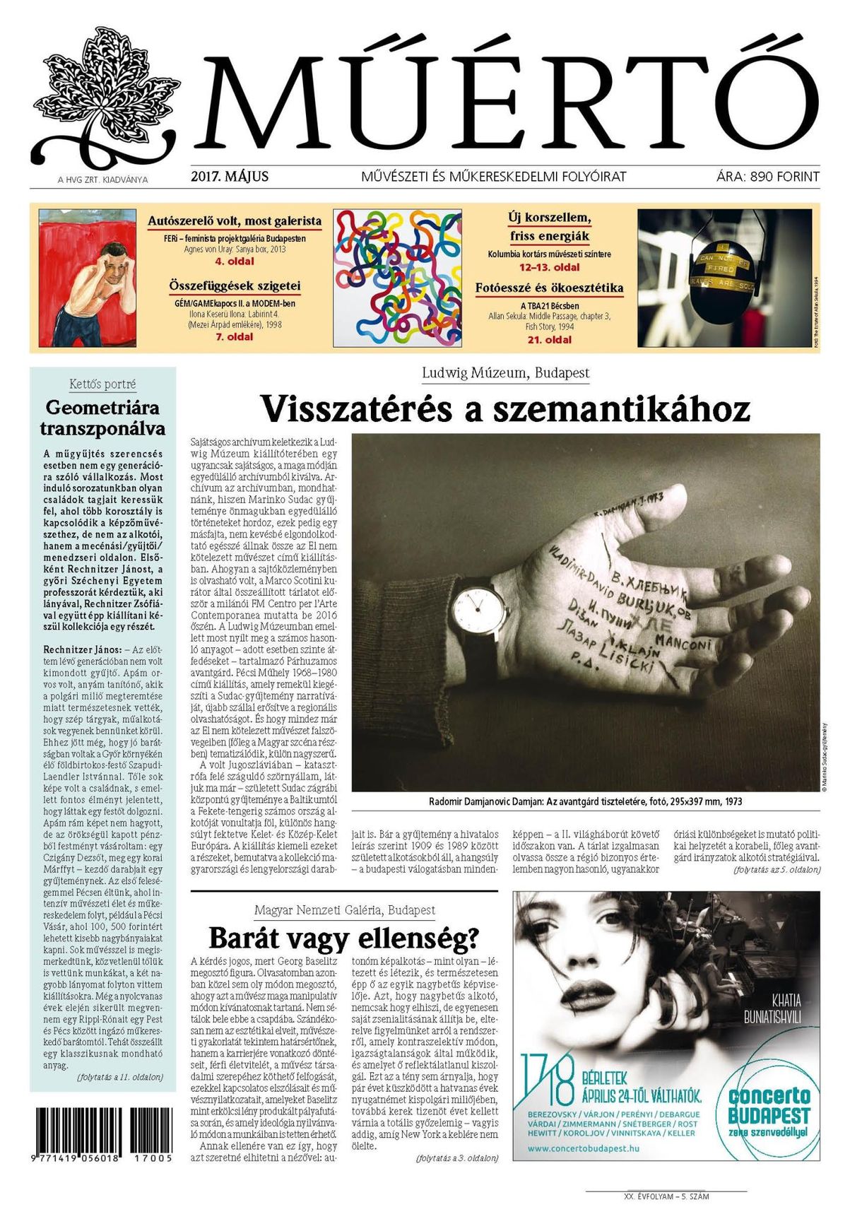Megjelent a Műértő májusi lapszáma