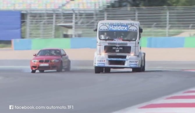 BMW 1M egy versenykamion ellen – ez az igazán jó móka – videó