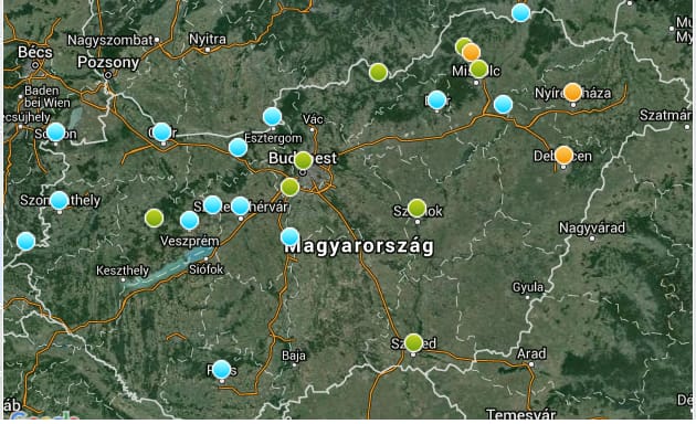 Egészségtelen a levegő három városban - térkép
