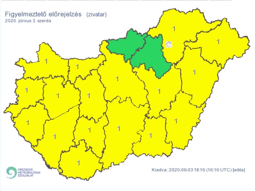 Szinte az egész országra riasztást adott ki a Meteorológiai Szolgálat