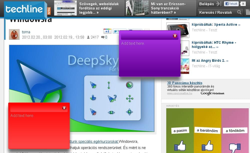 Használjon többféle színű és méretű post it-et a weboldalakon!