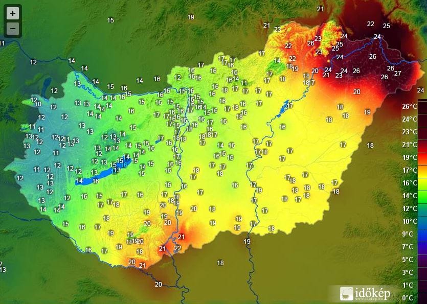 Hőtérkép: három részre szakadt az ország