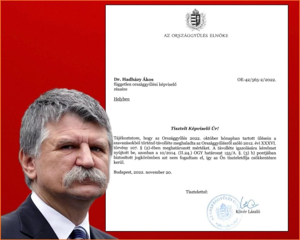 Hadházy havi fizetésének kétharmadát elvette Kövér László