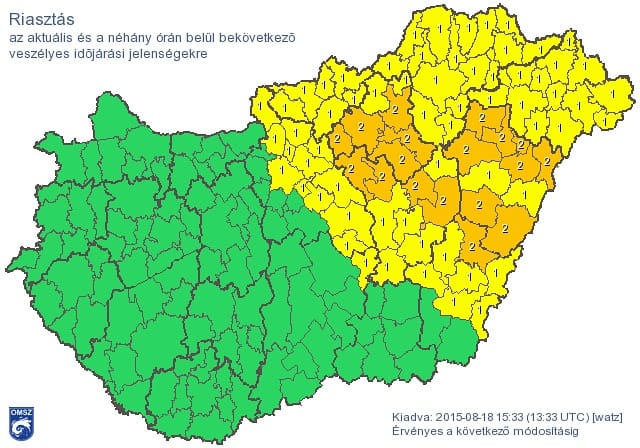 Ma is lecsaphat sokfelé a vihar – térkép a riasztásokról